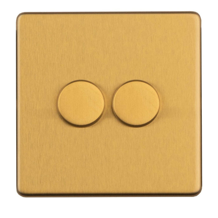 Eurolite Switches Satin Brass 2 Gang Dimmer - Satin brass