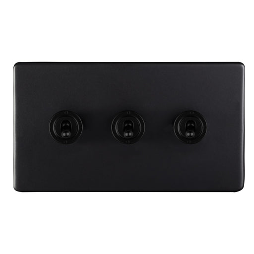 Eurolite Switches Matt Black 3 Gang 10Amp 2Way Toggle Switch - Matt Black