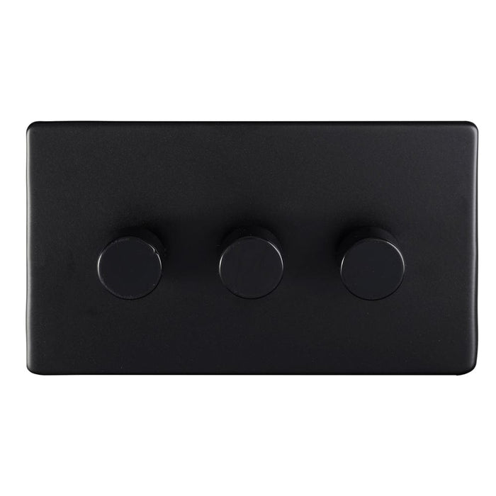 Eurolite Switches Matt Black 3 Gang Dimmer - Matt Black