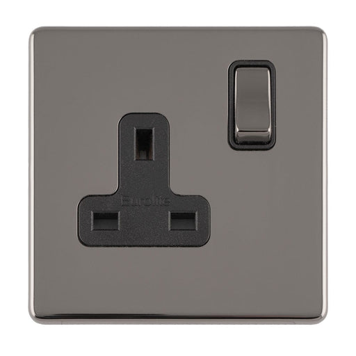 Eurolite Plug Sockets Black Nickel Concealed 3mm 1 Gang 13Amp Dp Switched Socket - Black Nickel