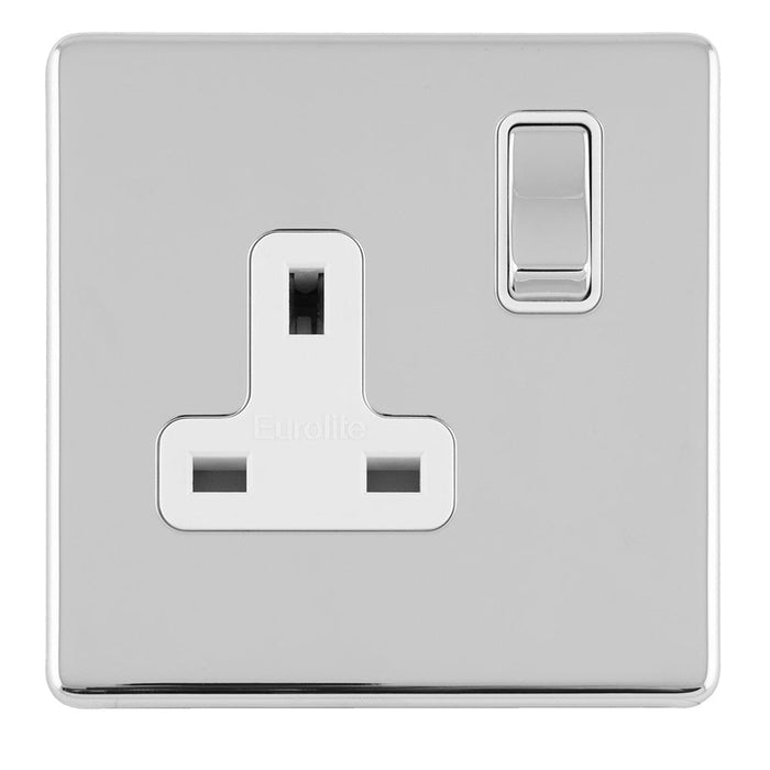 Eurolite Plug Sockets Polished Chrome Concealed 3mm 1 Gang 13Amp Dp Switched Socket - Polished Chrome