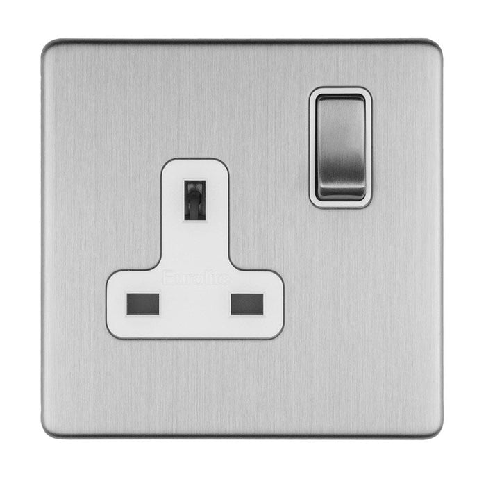 Eurolite Plug Sockets Stainless Steel Concealed 3mm 1 Gang 13Amp Dp Switched Socket - Stainless Steel