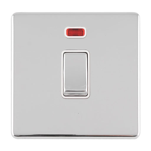 Eurolite Switches Polished Chrome Concealed 3mm 1 Gang 20Amp Dp Switch & Neon - Polished Chrome