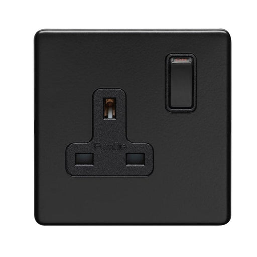 Eurolite Plug Sockets Matt Black Concealed 3mm 1 Gang Socket - Matt Black