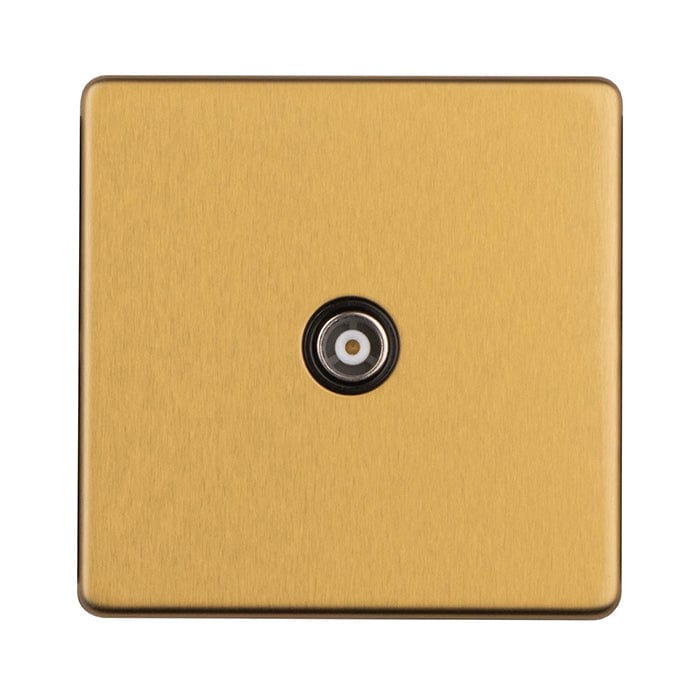 Eurolite Switches Satin Brass Concealed 3mm 1 Gang Tv Socket - Satin Brass