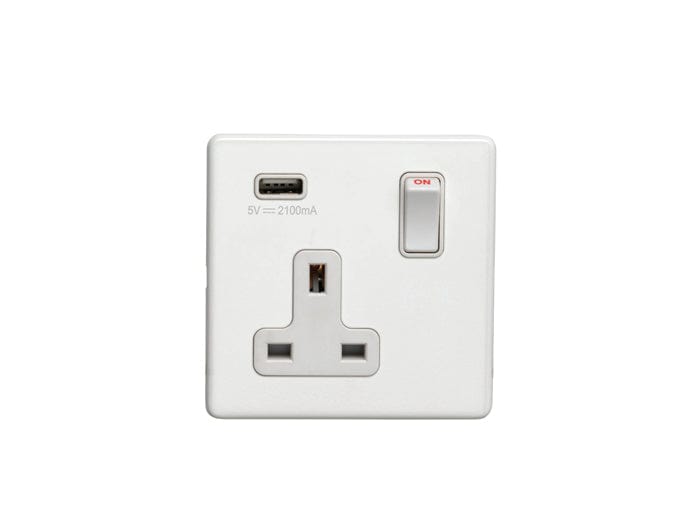 Eurolite Plug Sockets Matt White Concealed 3mm 1 Gang Usb Socket - Matt White