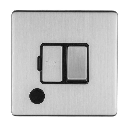 Eurolite Switches Stainless Steel Concealed 3mm 13Amp Switched Fuse Spur With Flex Outlet - Stainless Steel