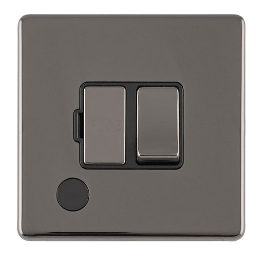 Eurolite Switches Black Nickel Concealed 3mm 13Amp Switched Fuse Spur With Neon - Black Nickel