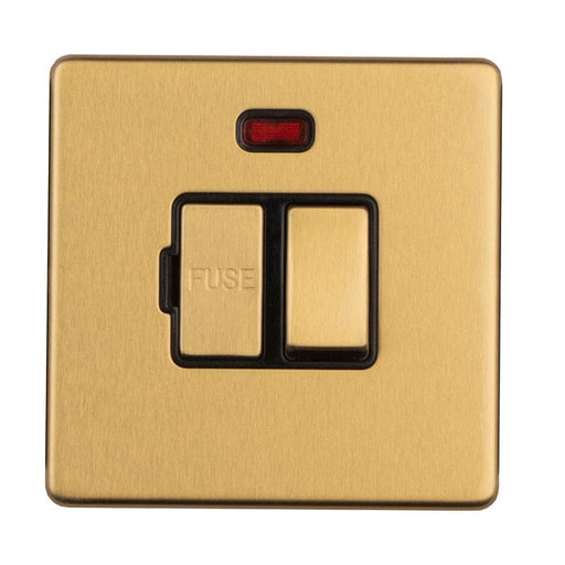 Eurolite Switches Satin Brass Concealed 3mm 13Amp Switched Fuse Spur With Neon Indicator - Satin Brass