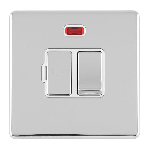 Eurolite Switches Polished Chrome Concealed 3mm 13Amp Switched Fuse Spur With Neon - Polished Chrome