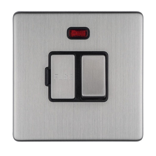 Eurolite Switches Stainless Steel Concealed 3mm 13Amp Switched Fuse Spur With Neon - Stainless Steel