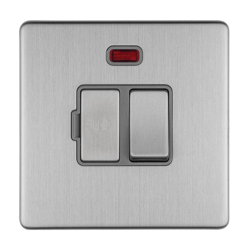 Eurolite Switches Stainless Steel Concealed 3mm 13Amp Switched Fuse Spur With Neon - Stainless Steel