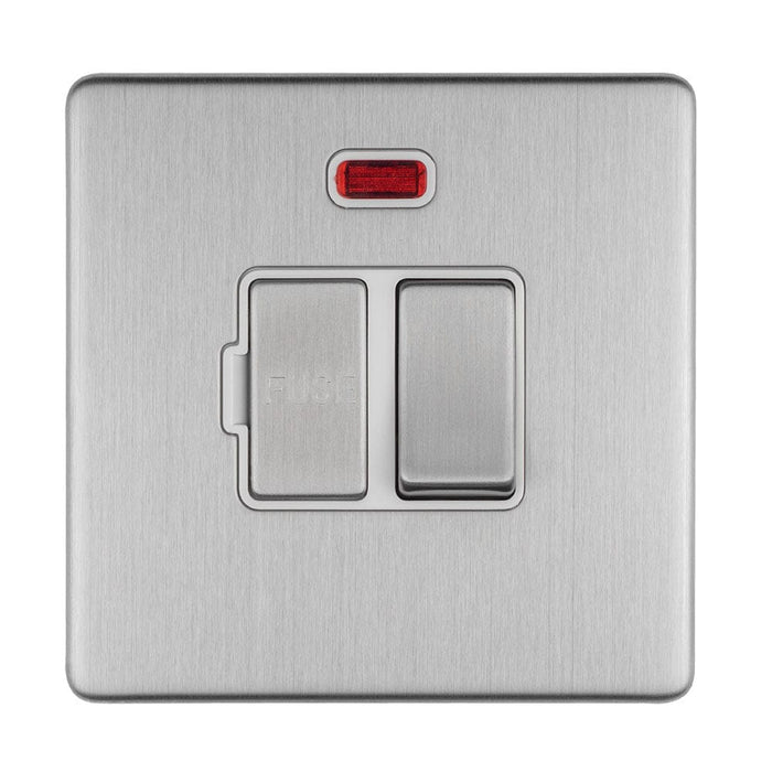 Eurolite Switches Stainless Steel Concealed 3mm 13Amp Switched Fuse Spur With Neon - Stainless Steel