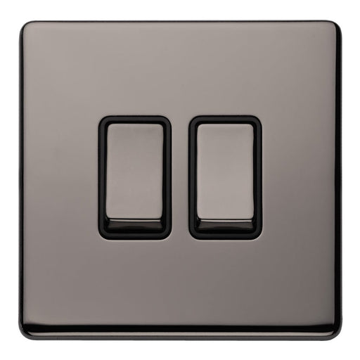 Eurolite Switches Black Nickel Concealed 3mm 2 Gang 10Amp 2Way Switch - Black Nickel