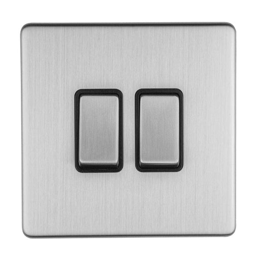 Eurolite Switches Stainless Steel Concealed 3mm 2 Gang 10Amp 2Way Switch - Stainless Steel