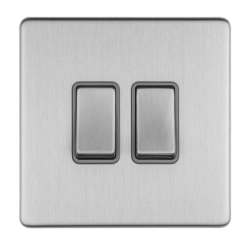 Eurolite Switches Stainless Steel Concealed 3mm 2 Gang 10Amp 2Way Switch - Stainless Steel