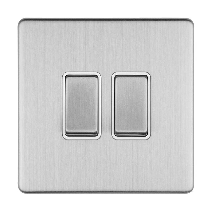 Eurolite Switches Stainless Steel Concealed 3mm 2 Gang 10Amp 2Way Switch - Stainless Steel