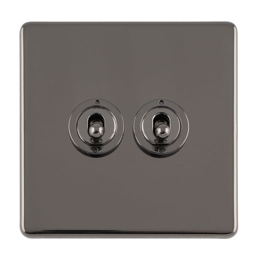 Eurolite Switches Black Nickel Concealed 3mm 2 Gang 10Amp 2Way Toggle Switch Black Nickel Plate - Black Nickel