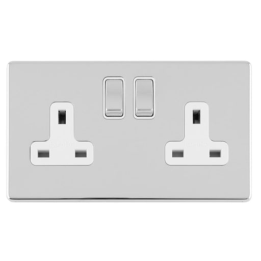 Eurolite Plug Sockets Polished Chrome Concealed 3mm 2 Gang 13Amp Dp Switched Socket - Polished Chrome