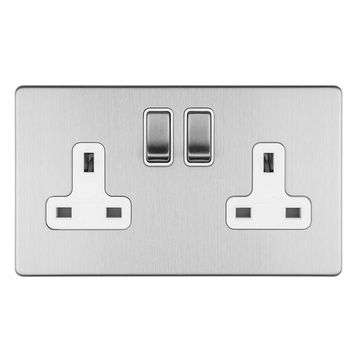 Eurolite Plug Sockets Stainless Steel Concealed 3mm 2 Gang 13Amp Dp Switched Socket - Stainless Steel