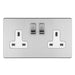 Eurolite Plug Sockets Stainless Steel Concealed 3mm 2 Gang 13Amp Dp Switched Socket - Stainless Steel