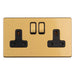 Eurolite Plug Sockets Satin Brass Concealed 3mm 2 Gang 13Amp Switched Socket - Satin Brass