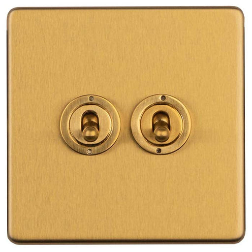 Eurolite Switches Satin Brass Concealed 3mm 2 Gang 2 Way Toggle Switch - Satin Brass