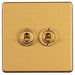 Eurolite Switches Satin Brass Concealed 3mm 2 Gang 2 Way Toggle Switch - Satin Brass