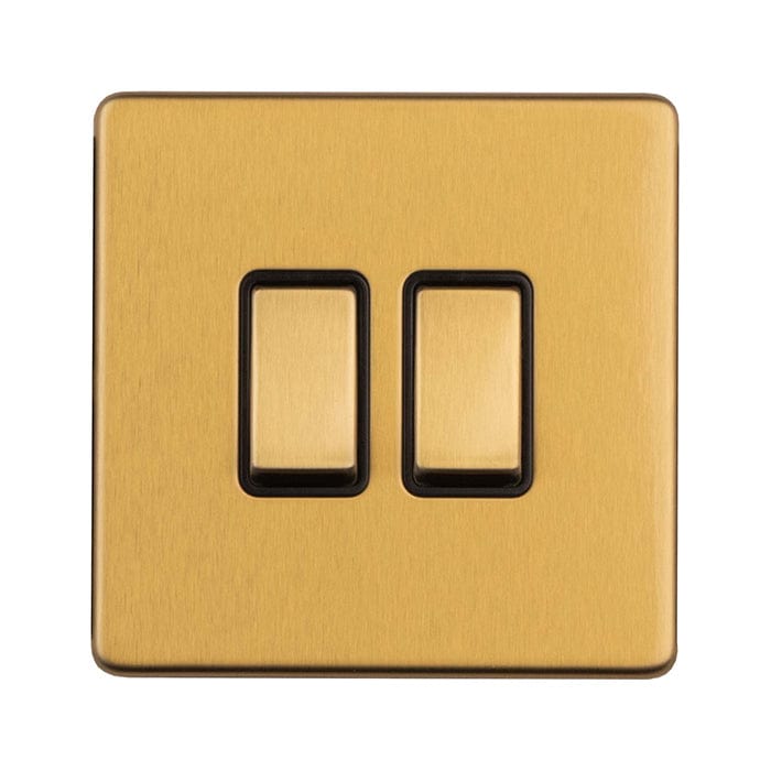 Eurolite Switches Satin Brass Concealed 3mm 2 Gang 2Way Switch - Satin Brass