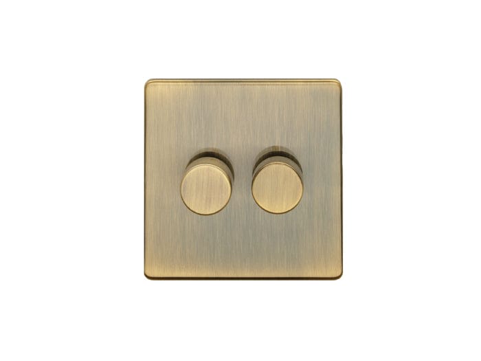 Eurolite Switches Antique Brass Concealed 3mm 2 Gang Dimmer - Antique Brass