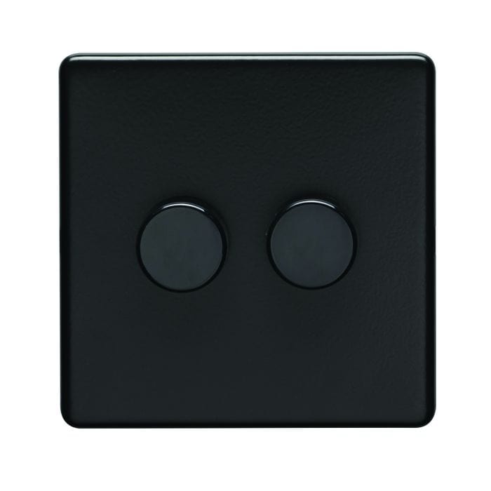 Eurolite Switches Matt Black Concealed 3mm 2 Gang Dimmer - Matt Black