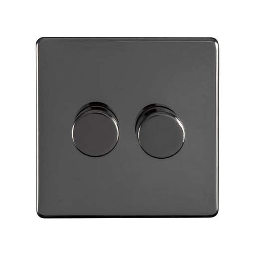 Eurolite Switches Black Nickel Concealed 3mm 2 Gang Led Push On Off 2Way Dimmer - Black Nickel