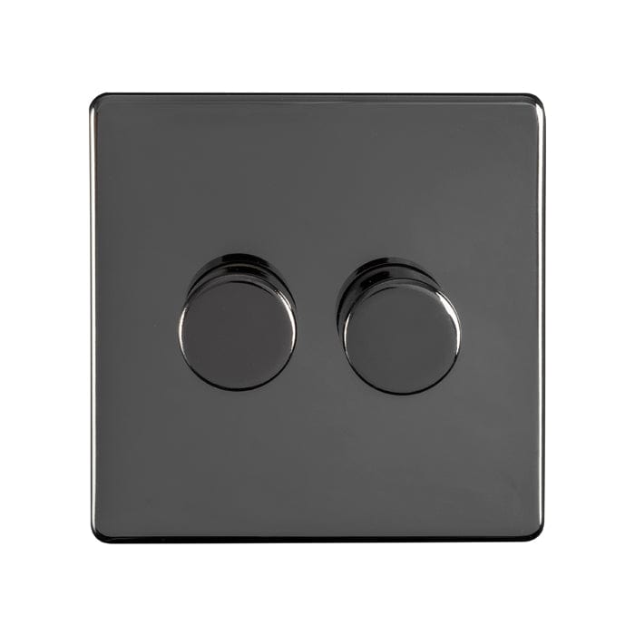 Eurolite Switches Black Nickel Concealed 3mm 2 Gang Led Push On Off 2Way Dimmer - Black Nickel