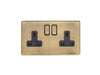 Eurolite Plug Sockets Antique Brass Concealed 3mm 2 Gang Socket - Antique Brass