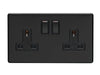 Eurolite Plug Sockets Matt Black Concealed 3mm 2 Gang Socket - Matt Black