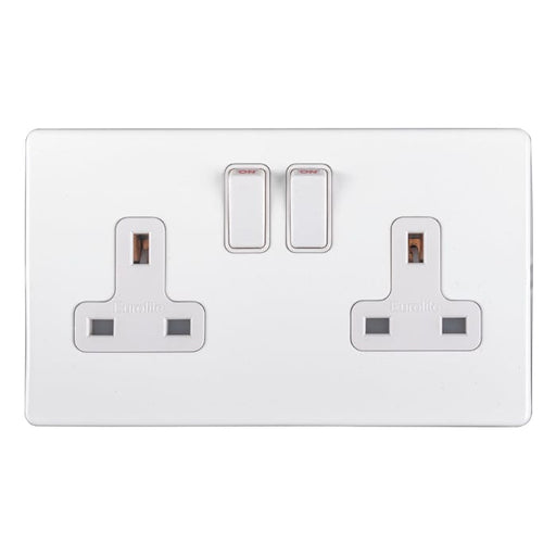 Eurolite Plug Sockets Matt White Concealed 3mm 2 Gang Socket - Matt White