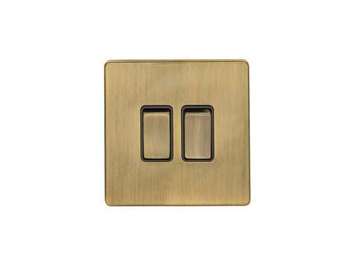 Eurolite Switches Antique Brass Concealed 3mm 2 Gang Switch - Antique Brass