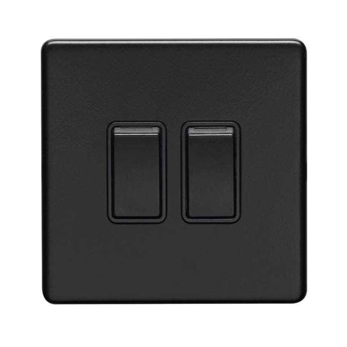 Eurolite Switches Matt Black Concealed 3mm 2 Gang Switch - Matt Black