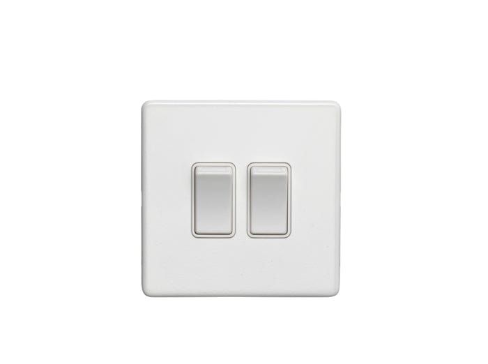 Eurolite Switches Matt White Concealed 3mm 2 Gang Switch - Matt White