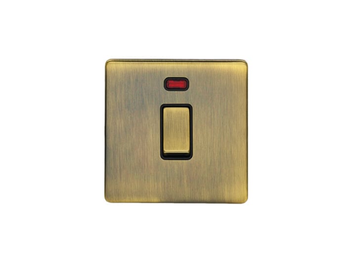 Eurolite Switches Antique Brass Concealed 3mm 20Amp Switch With Neon Indicator - Antique Brass