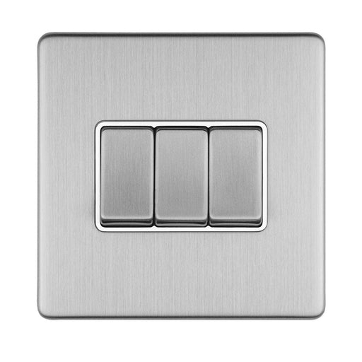 Eurolite Switches Stainless Steel Concealed 3mm 3 Gang 10Amp 2Way Switch - Stainless Steel