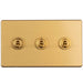 Eurolite Switches Satin Brass Concealed 3mm 3 Gang 2 Way Toggle Switch - Satin Brass