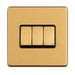 Eurolite Switches Satin Brass Concealed 3mm 3 Gang 2Way Switch - Satin Brass