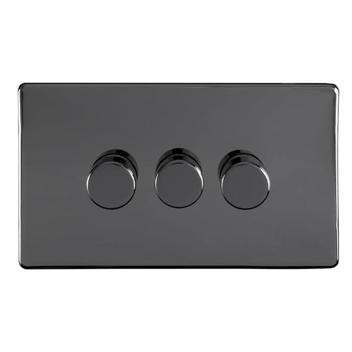 Eurolite Switches Black Nickel Concealed 3mm 3 Gang Led Push On Off 2Way Dimmer - Black Nickel