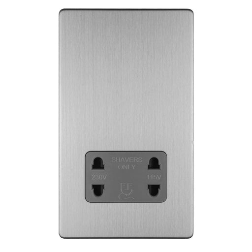 Eurolite Plug Sockets Stainless Steel Concealed 3mm 3 Gang Shaver Socket 230/115V - Stainless Steel