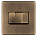 Eurolite Switches Antique Brass Concealed 3mm 3 Gang Switch - Antique Brass