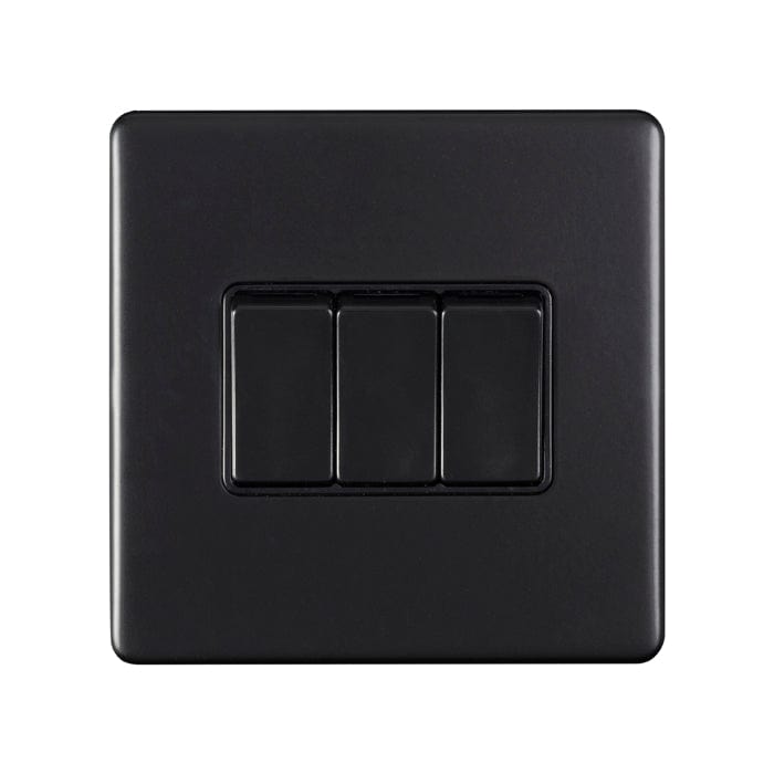 Eurolite Switches Matt Black Concealed 3mm 3 Gang Switch - Matt Black