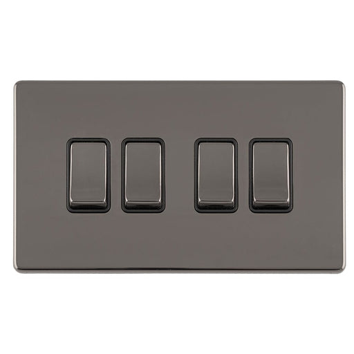 Eurolite Switches Black Nickel Concealed 3mm 4 Gang 10Amp 2Way Switch - Black Nickel