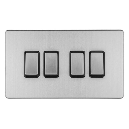 Eurolite Switches Stainless Steel Concealed 3mm 4 Gang 10Amp 2Way Switch - Stainless Steel