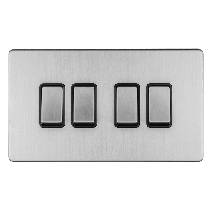 Eurolite Switches Stainless Steel Concealed 3mm 4 Gang 10Amp 2Way Switch - Stainless Steel